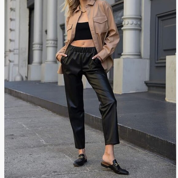 The Drop Women's @Lisadnyc Vegan Leather Pull-On Jogger Pants, Medium, NWT, Chic - Picture 7 of 8